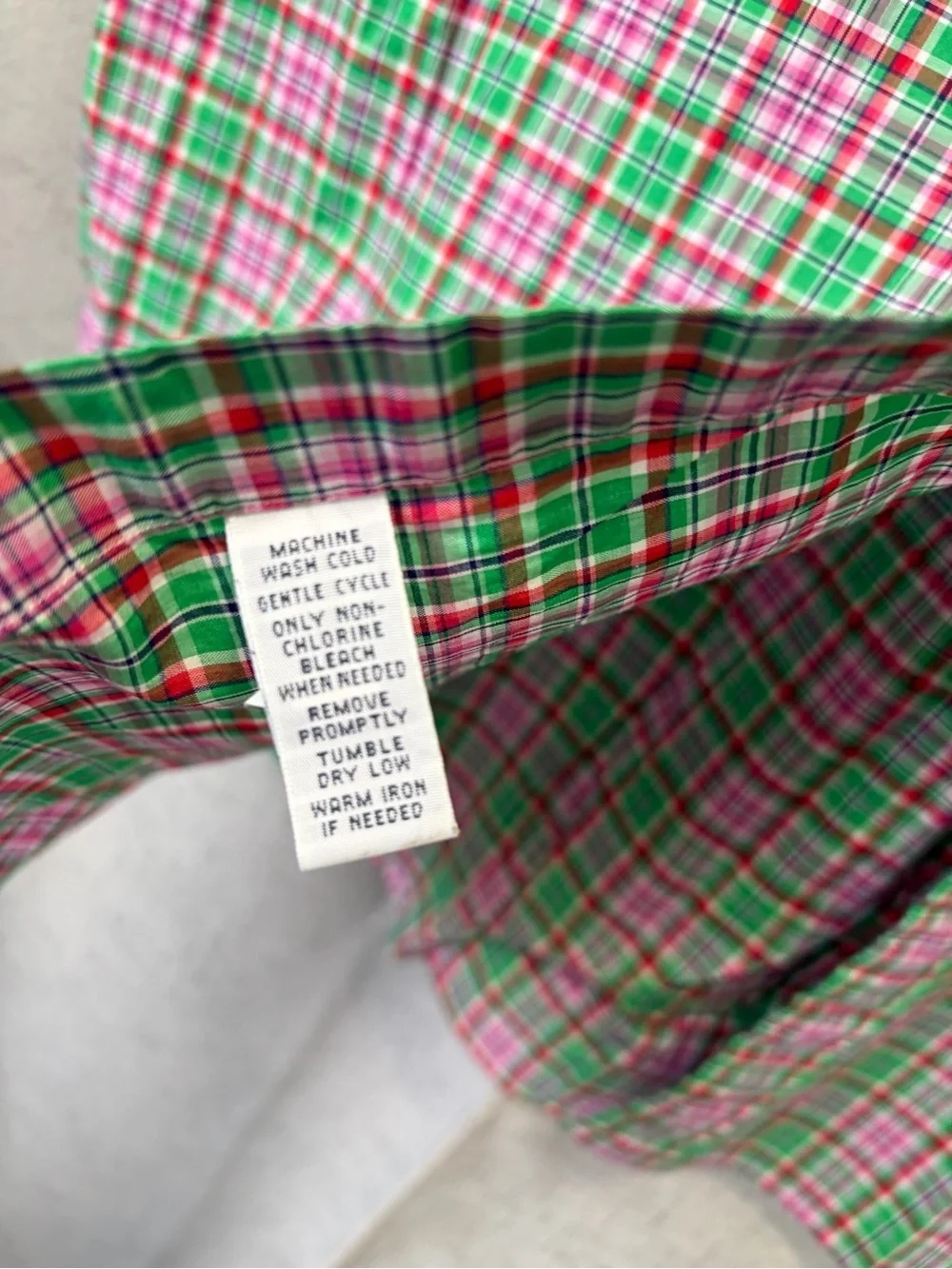 Ralph Lauren Green, Pink & White Plaid Button-Down Shirt vintage 90s